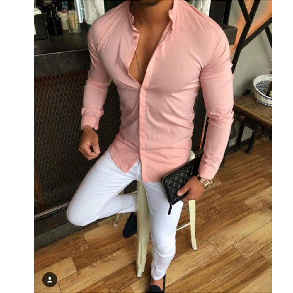 Long sleeve muscle solid color shirt