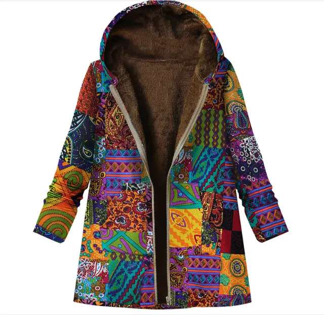 Ethnic style cotton padded jacket Korean fashion Orange - Shop at LoveMi