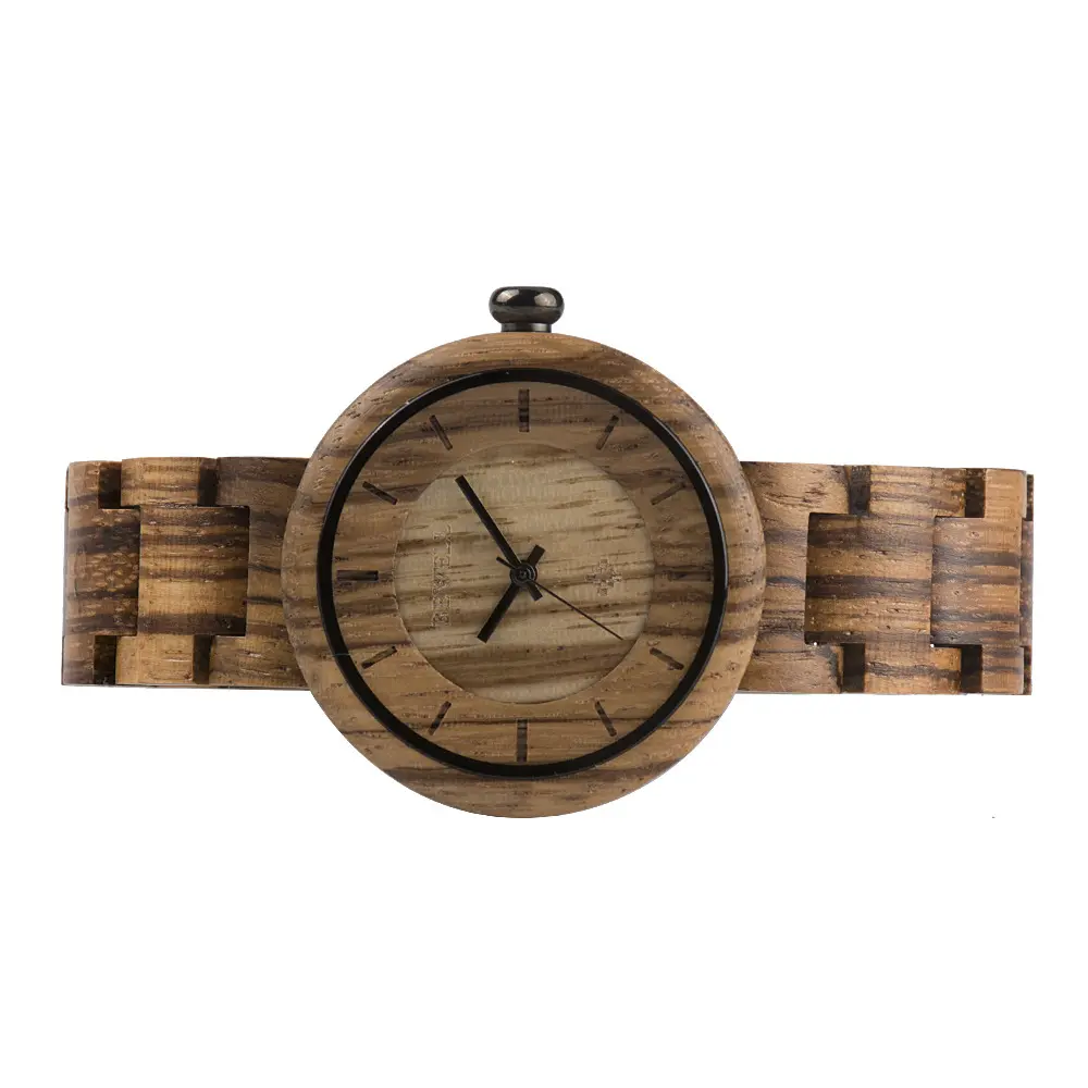 Bamboo wood watch ladies quartz movement