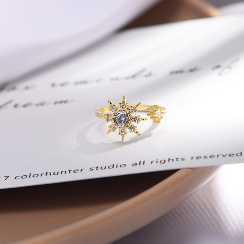 S925 sterling silver Korean female sunflower ring