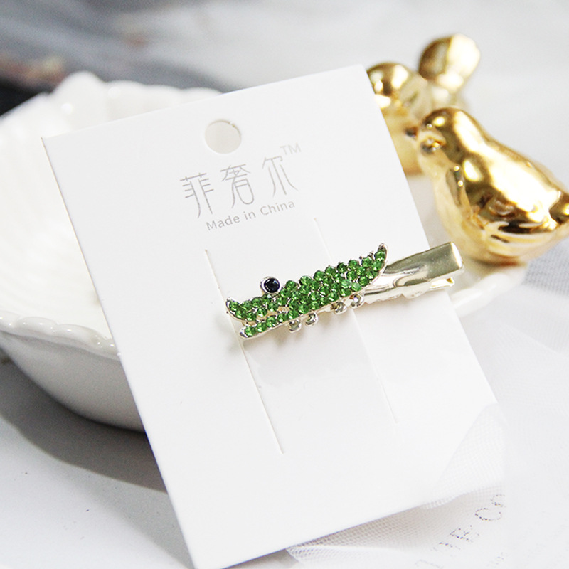 Metal clip rhinestone hair ornament Green - Shop at LoveMi