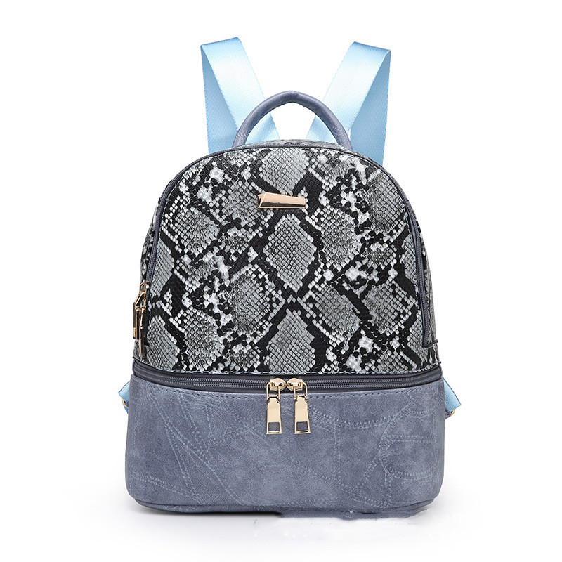 Fashionable personality stitching ladies all match backpack Blue - Shop at LoveMi