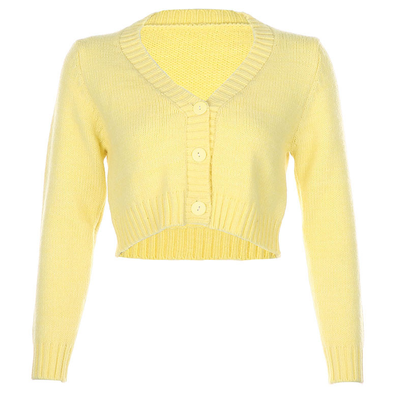 Buttoned Long Sleeve Sweater Knitted V-neck Cardigan