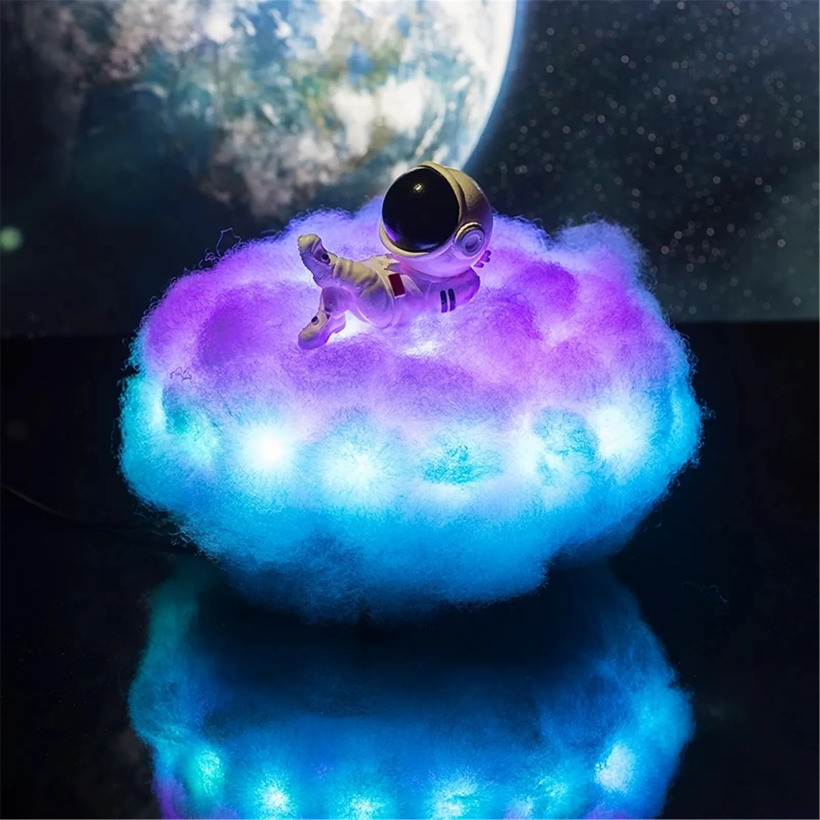 LED Colorful Clouds Astronaut Lamp With Rainbow Effect As Children's Night Light Kids Bedroom Night Lamp Decor Home Moon Lamp – image 6