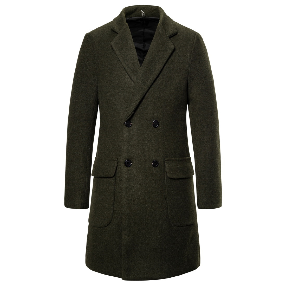 Double-breasted casual woolen coat men's woolen trench coat