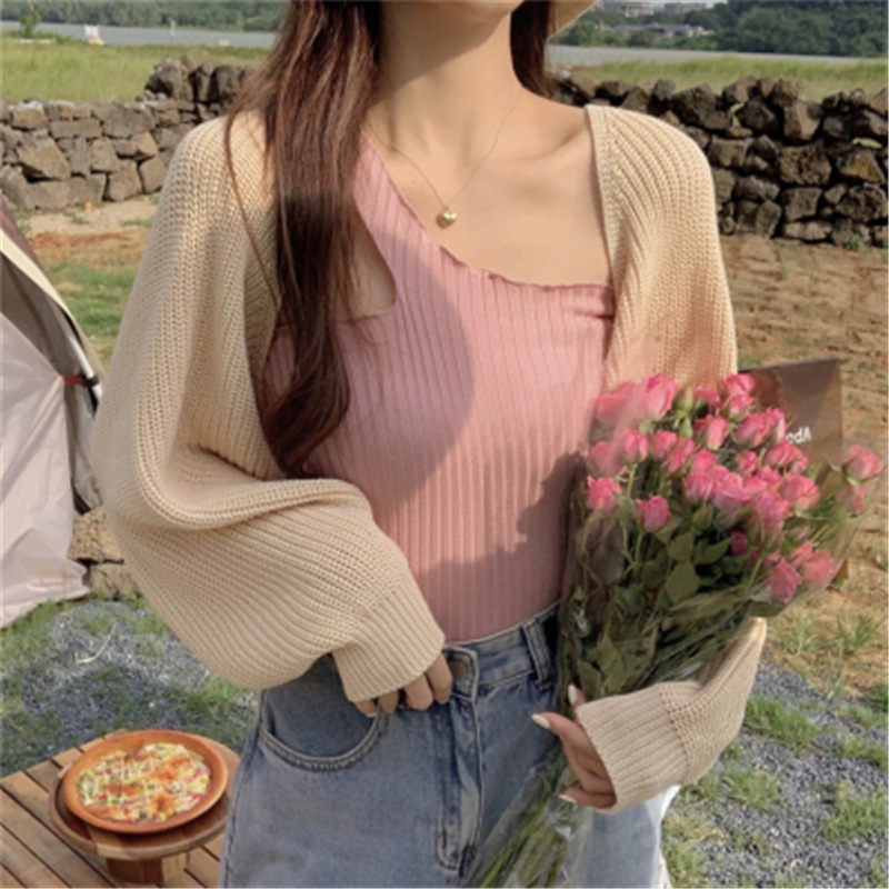 Korean soft versatile thin knitting top women's loose short cardigan coat