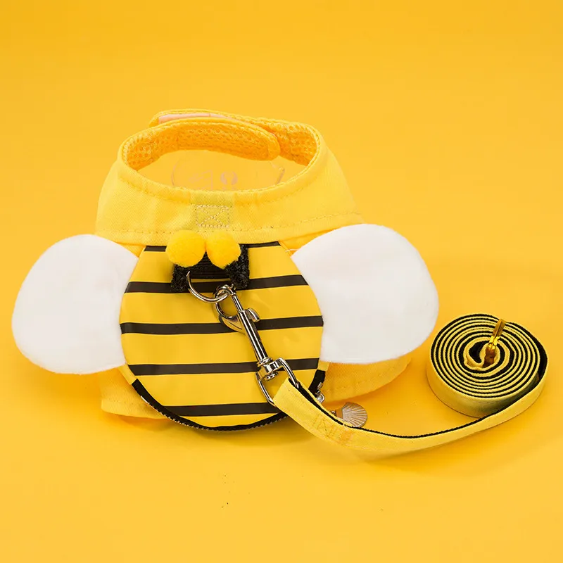 Cute Pet Dog Harness Leash Set - Yellow Bee