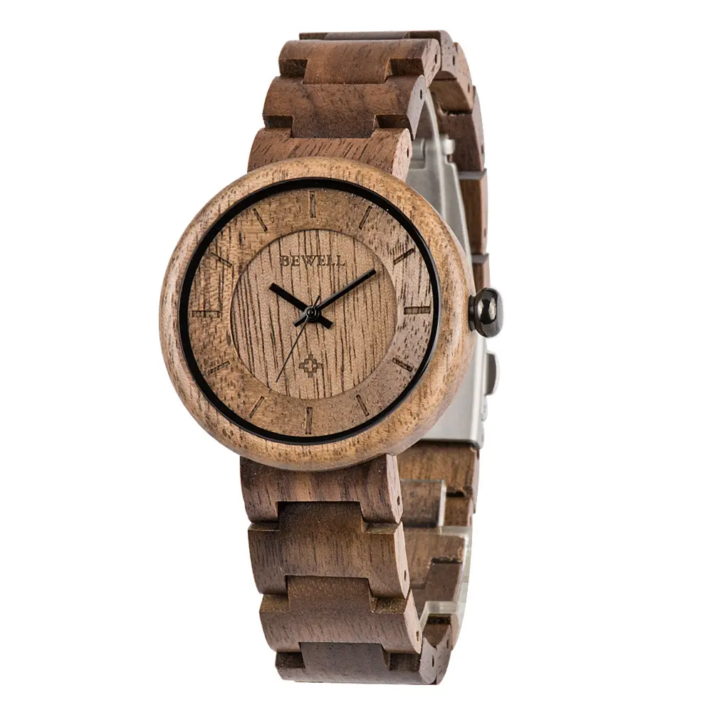 Bamboo wood watch ladies quartz movement