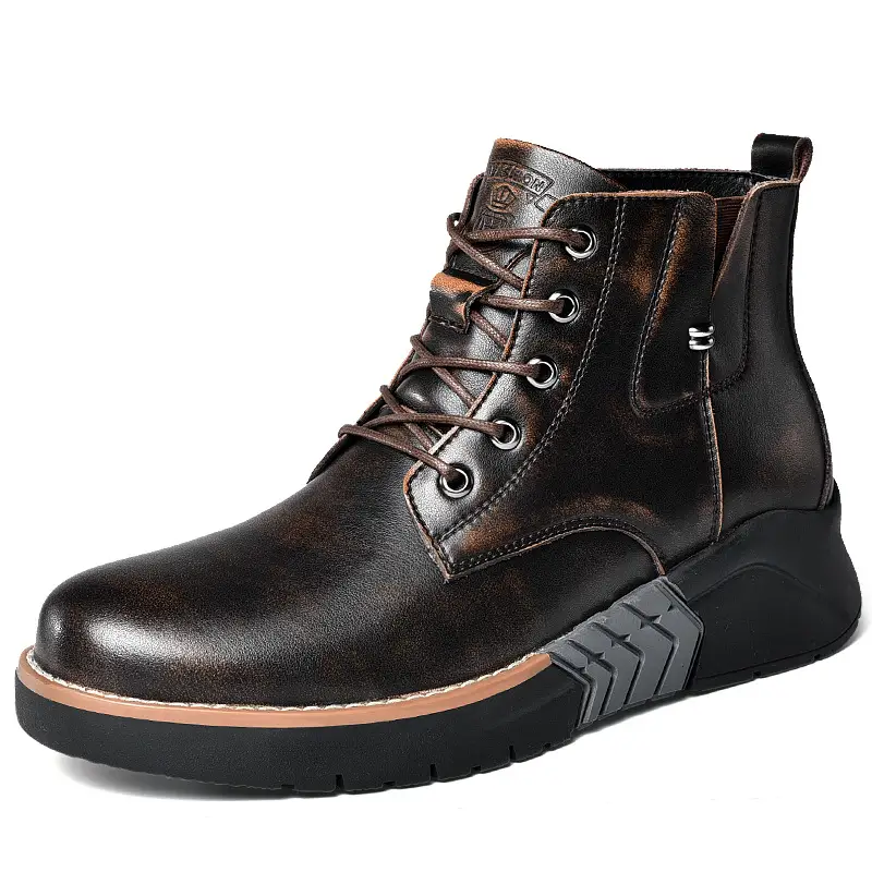 Autumn and winter leather British style high bottom fashion short boots