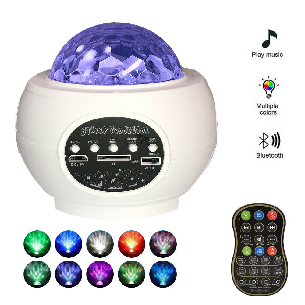 LED Galaxy Starry Sky Ocean Night Light Projector Music Bluetooth Speaker Kids - Picture 9 of 10