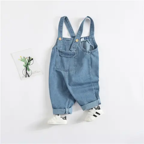 Boys and Girls Baby Denim Suspenders Trousers