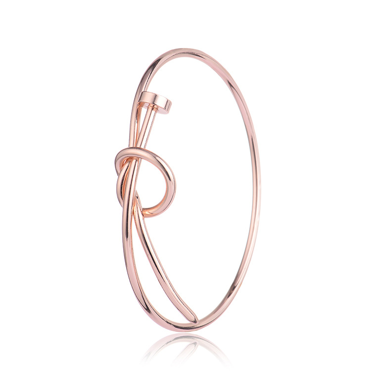 Screw nail knotted copper bracelet
