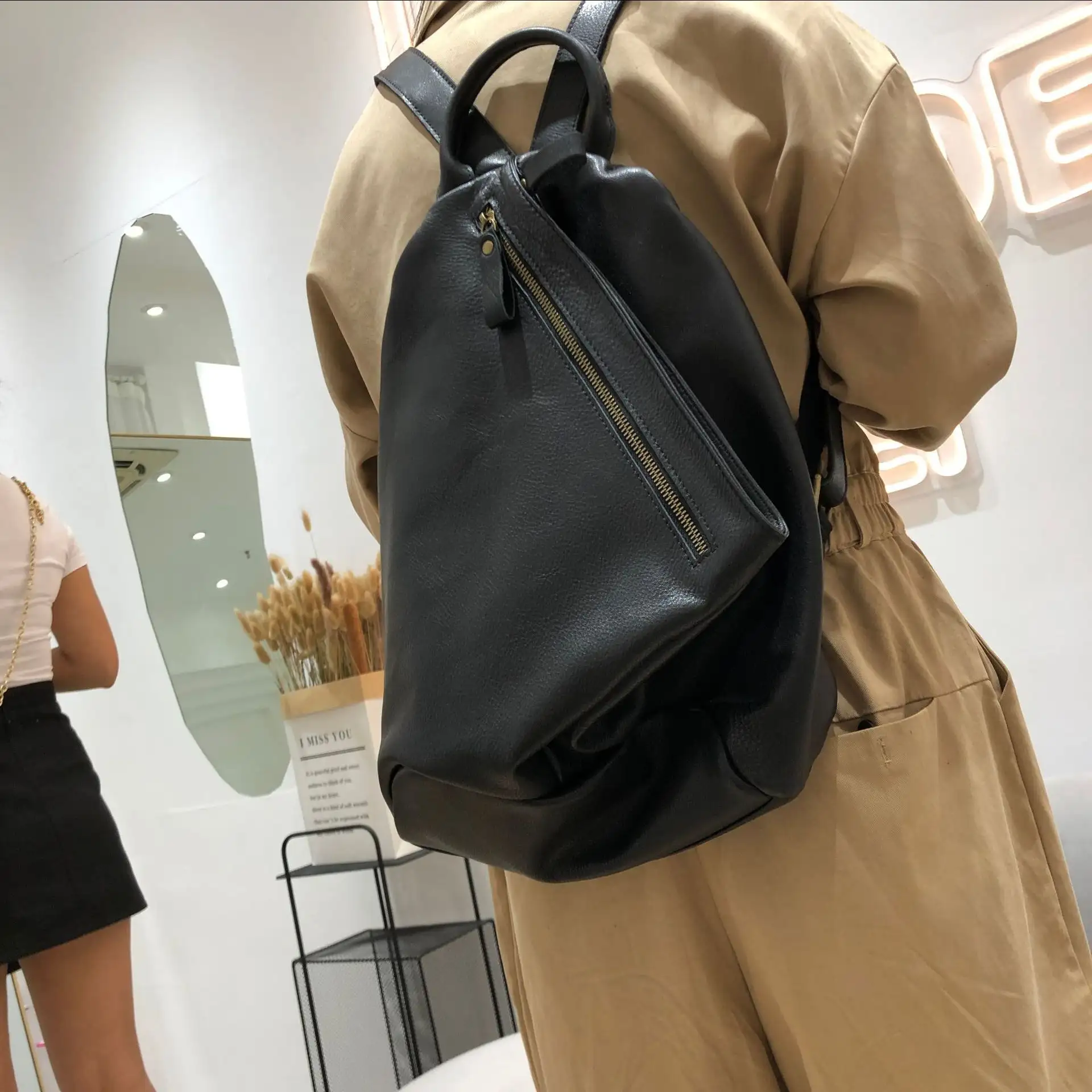 Leather handmade first layer cowhide backpack