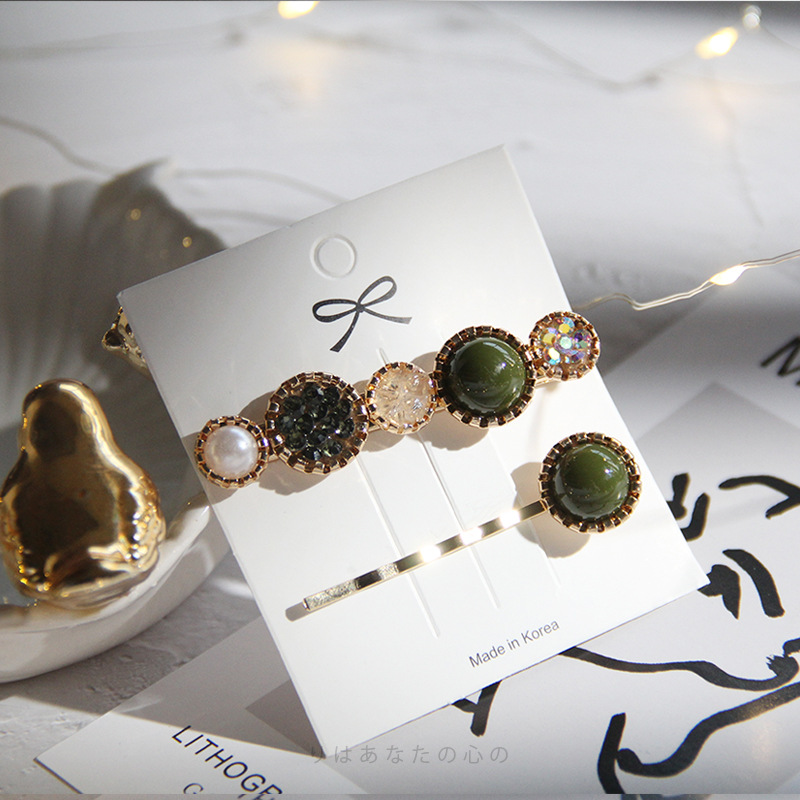 Retro pair clip hairpin female Korean net red hairpin Green - Shop at LoveMi
