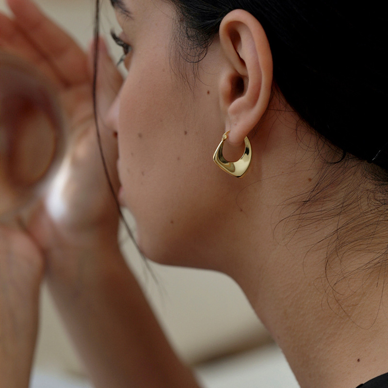 Irregular geometric metal earrings women