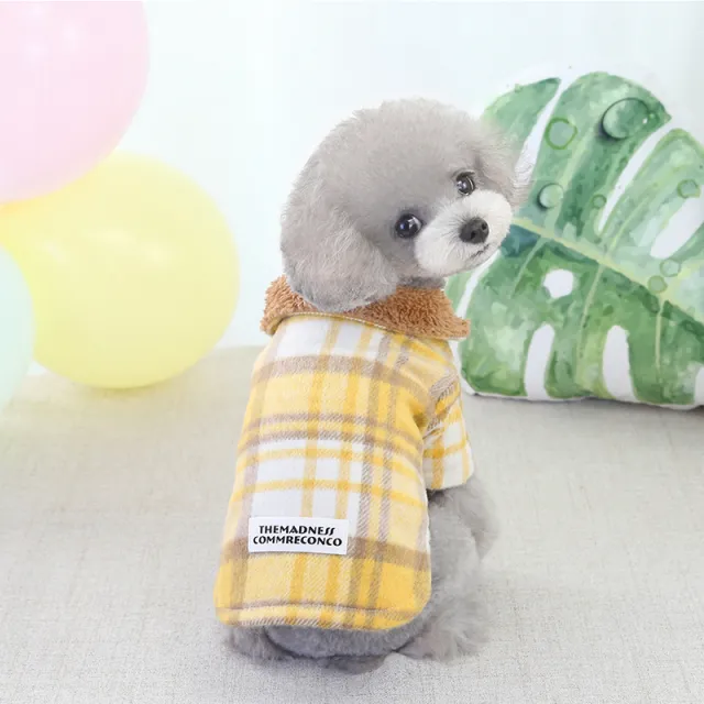 Pet plaid two leg cotton coat Yellow - Shop at LoveMi