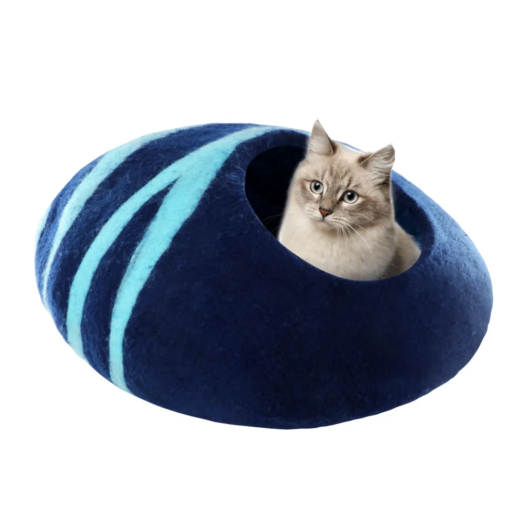 Washable handmade wool warm pet cat house - Royal Blue