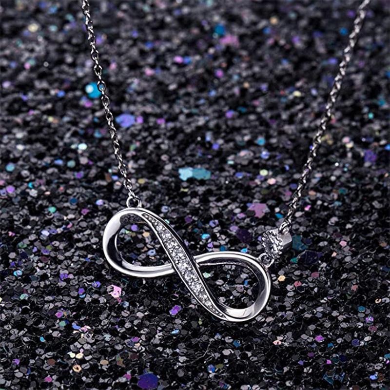 Pendant love ring diamond sterling silver necklace