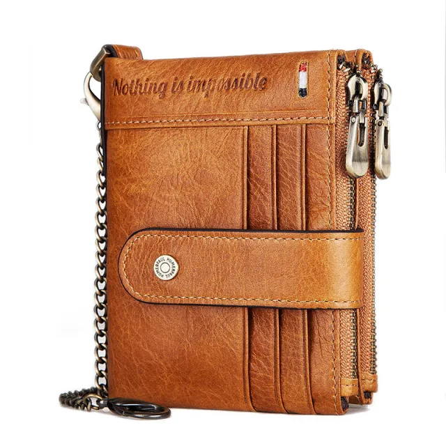 New anti theft swipe wallet multi card Crazy Horse leather coin purse Orange - Shop at LoveMi
