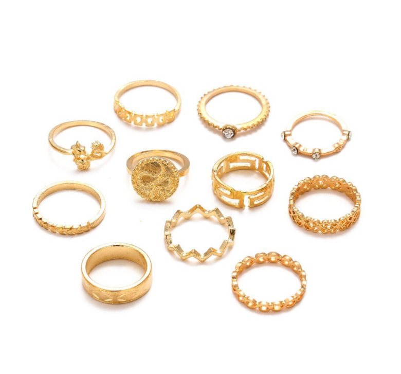 Snake-shaped diamond 11-piece ring