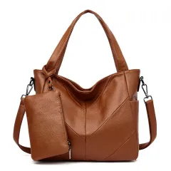 Women handbag women's shoulder bag large capacity large soft black PU leather casual handbag - Black - View 1