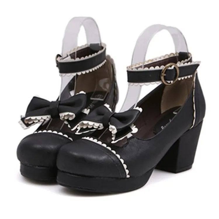 Japanese high heel princess maid anime shoes - Black