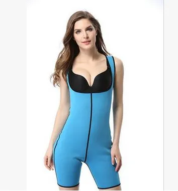 Hot Shapers Bodysuit Sauna Suit Waist Trainer Corsets Neoprene Body Shaper Redu Cincher Women Slimming Full shape Slim Shapewear - Blue