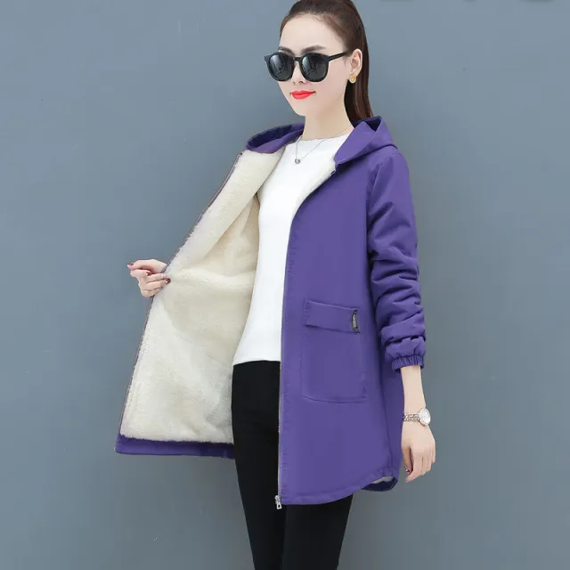 Loose mid length hooded top Purple - Shop at LoveMi