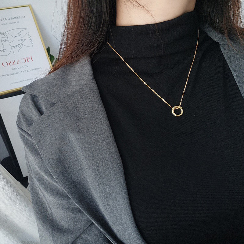 Female 925 sterling silver ins simple temperament round clavicle chain