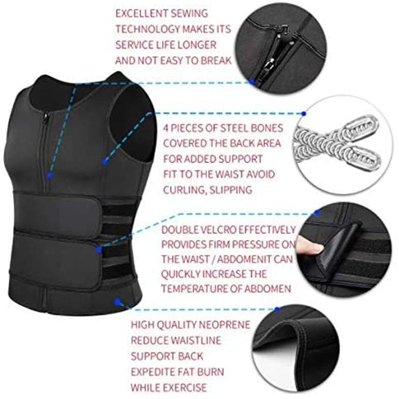 Tight-fitting sweaty waist fitness sports zipper vest