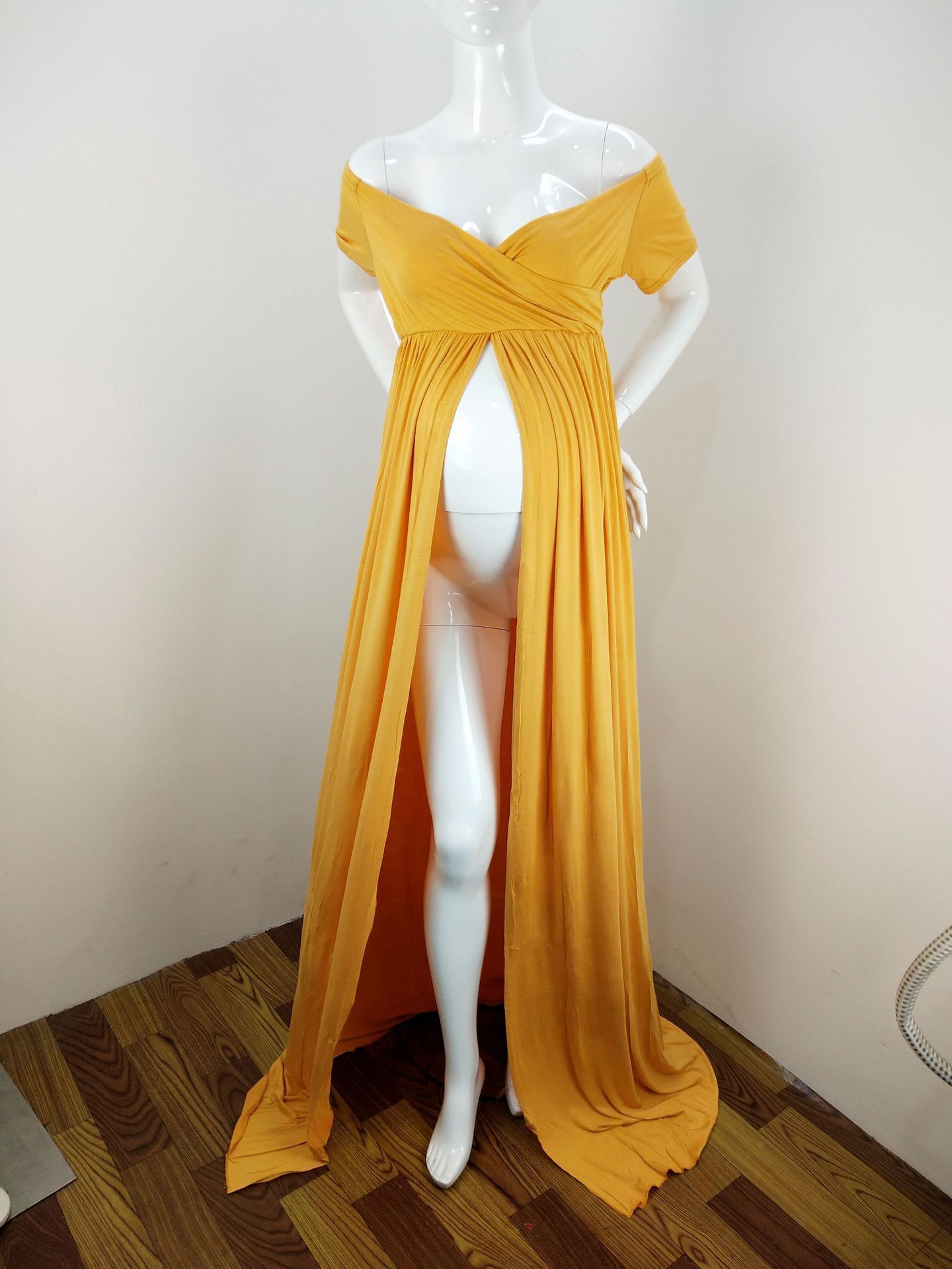 Maternity front Sexy collar mopping long skirt dress