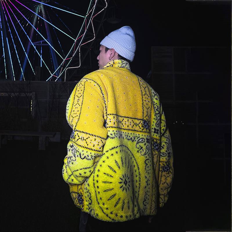 Cashew flower lamb wool cotton coat