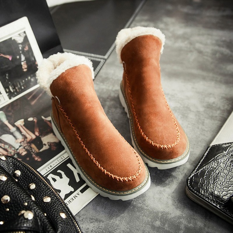 Low-top suede snow plus size flat-heel snow boots