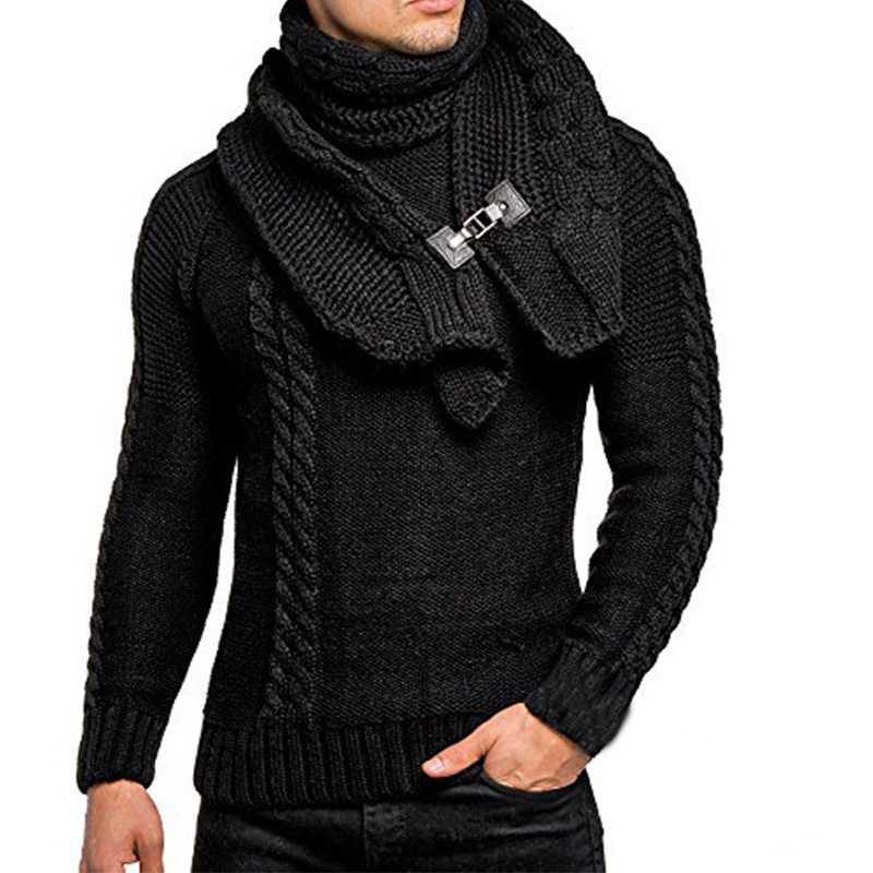 Sweater European and American fashion men's bib Slim pullover knitted sweater men
