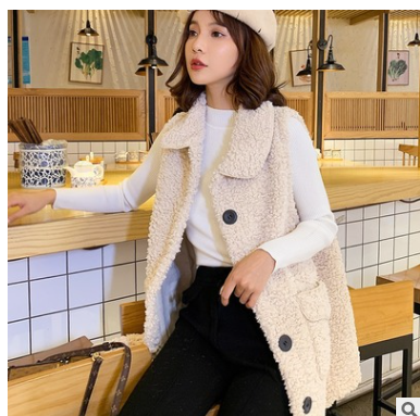 Women's lamb hair Vest Medium Length fall / winter new Korean fur and fur vest with jacket - 6