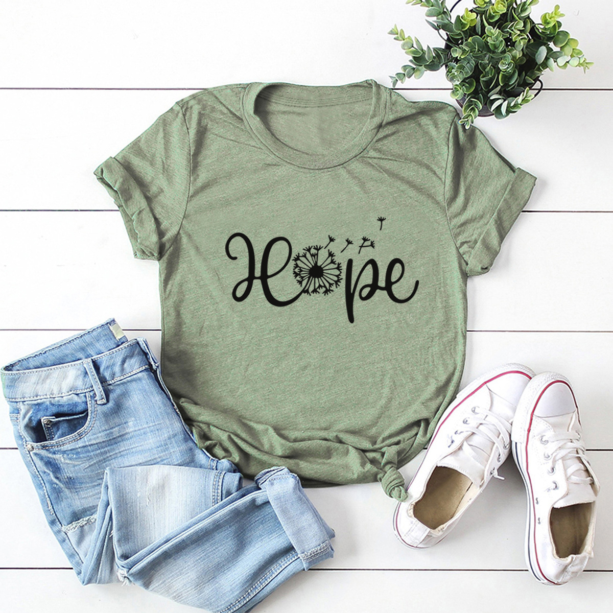 Top fun letter print cotton short sleeve t-shirt