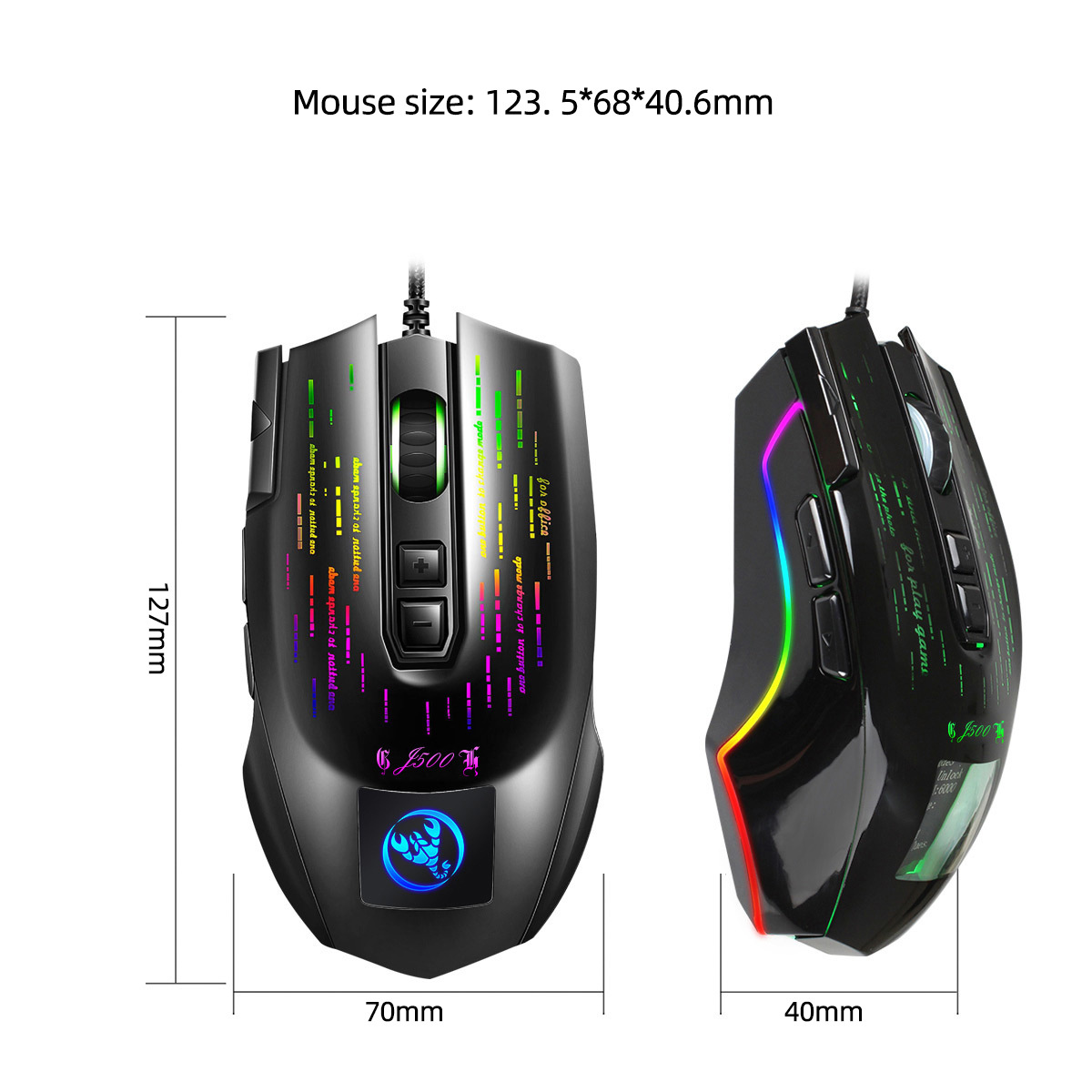 Multi-language Display Gaming Wired Macro mus - Miniatyr 5