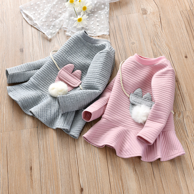 Girl princess dress fashion strip pattern autumn and winter