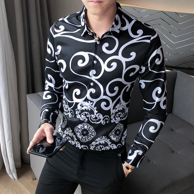 Large size digital printing shirt men's long sleeves