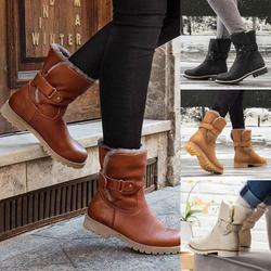 Round-toe flat-bottomed large size ladies new mid boots