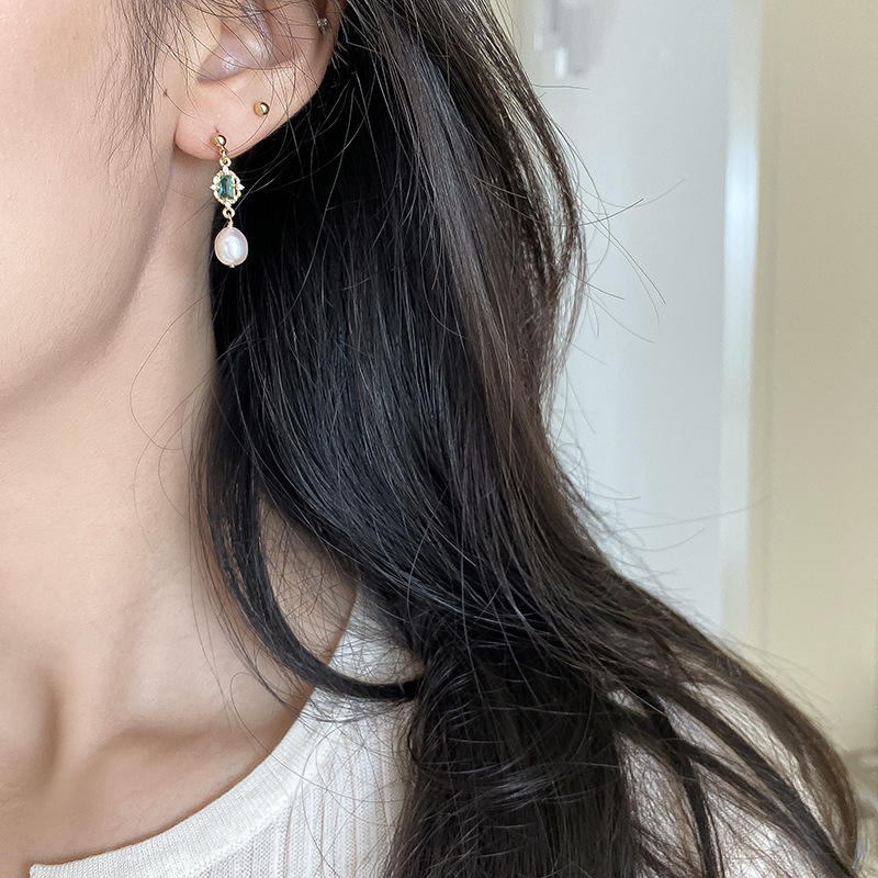 Sterling silver natural freshwater pearl earrings