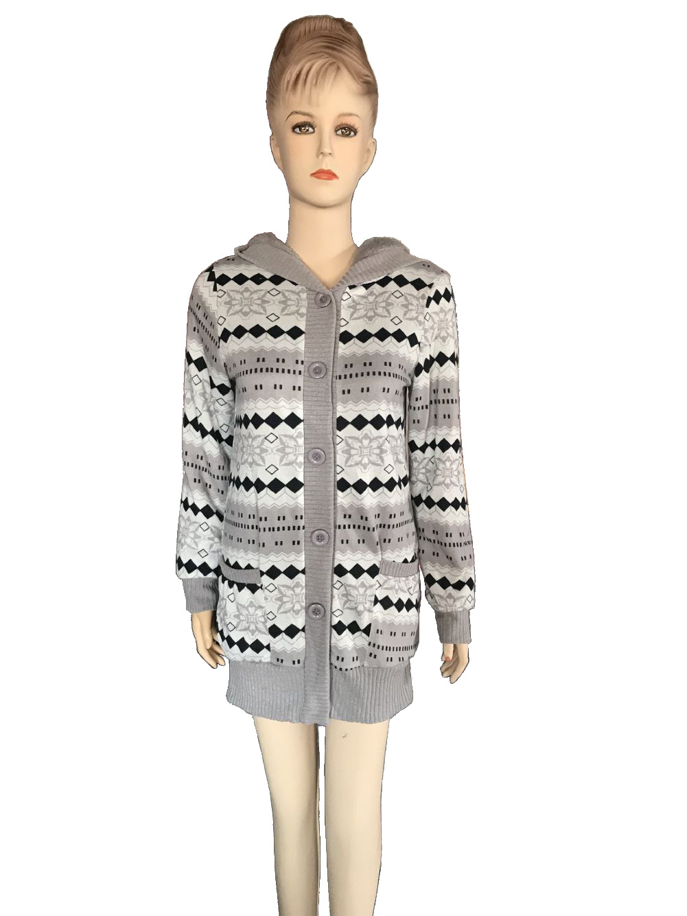 Hooded knitted cardigan Grey - Shop at LoveMi