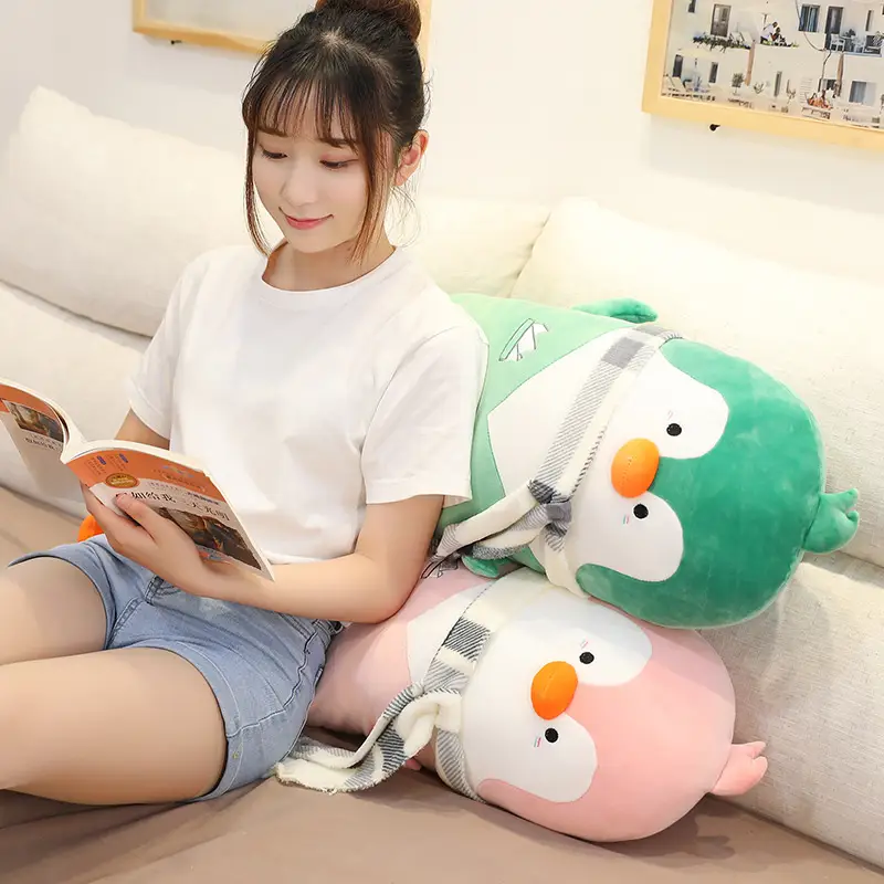 Cute companion doll soft long pillow bed accompany you to sleep with penguin pinch leg gifts for girls