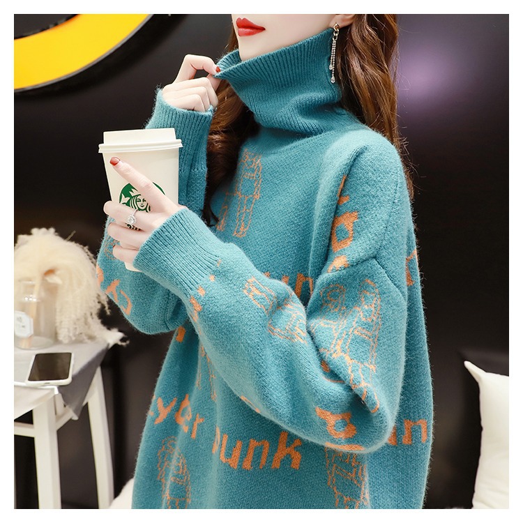 Thick turtleneck sweater women's mid-length Korean style loose and versatile comfortable knitted bottoming shirt autumn and winter new trend