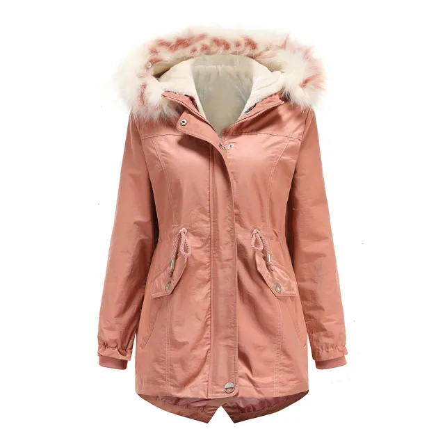 Women's cotton padded jacket with removable liner Pink - Shop at LoveMi