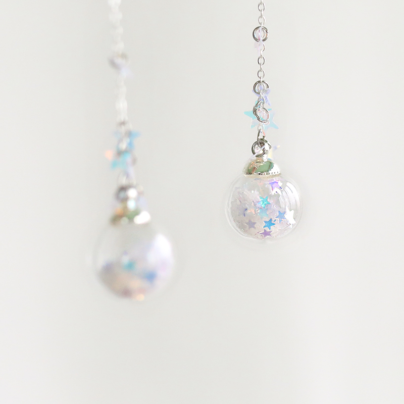 Sequined five-pointed star glass ball fragment ear clip