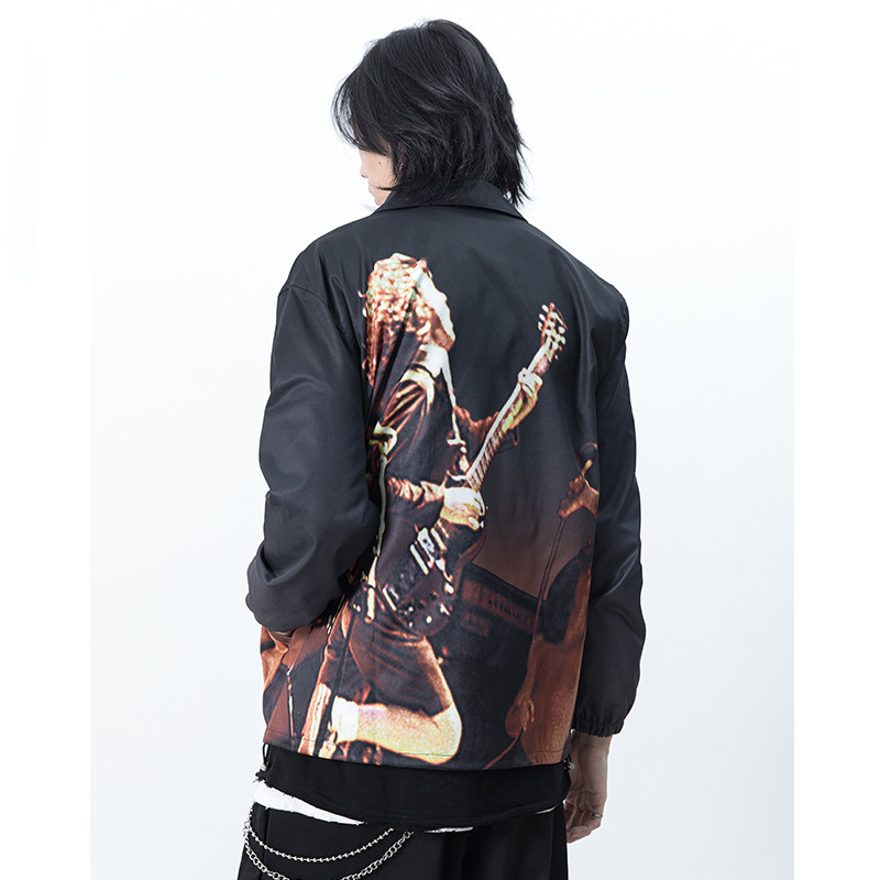 Men and women personality rock band print jacket