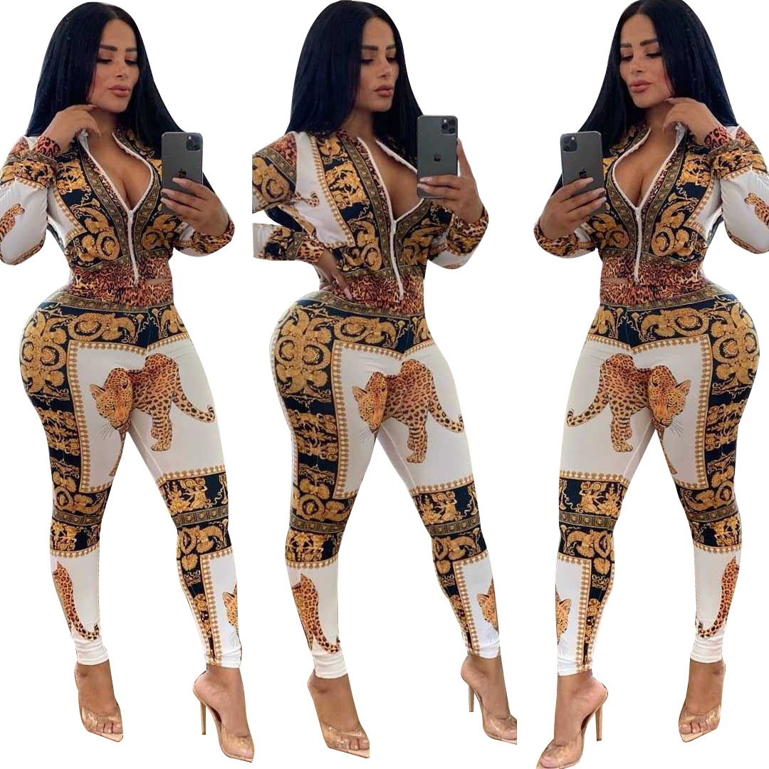 Fashion printed casual sports suit
