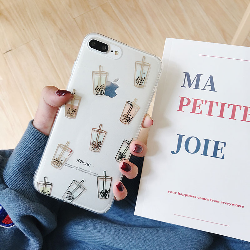 Creative pearl milk tea 8plus mobile phone case