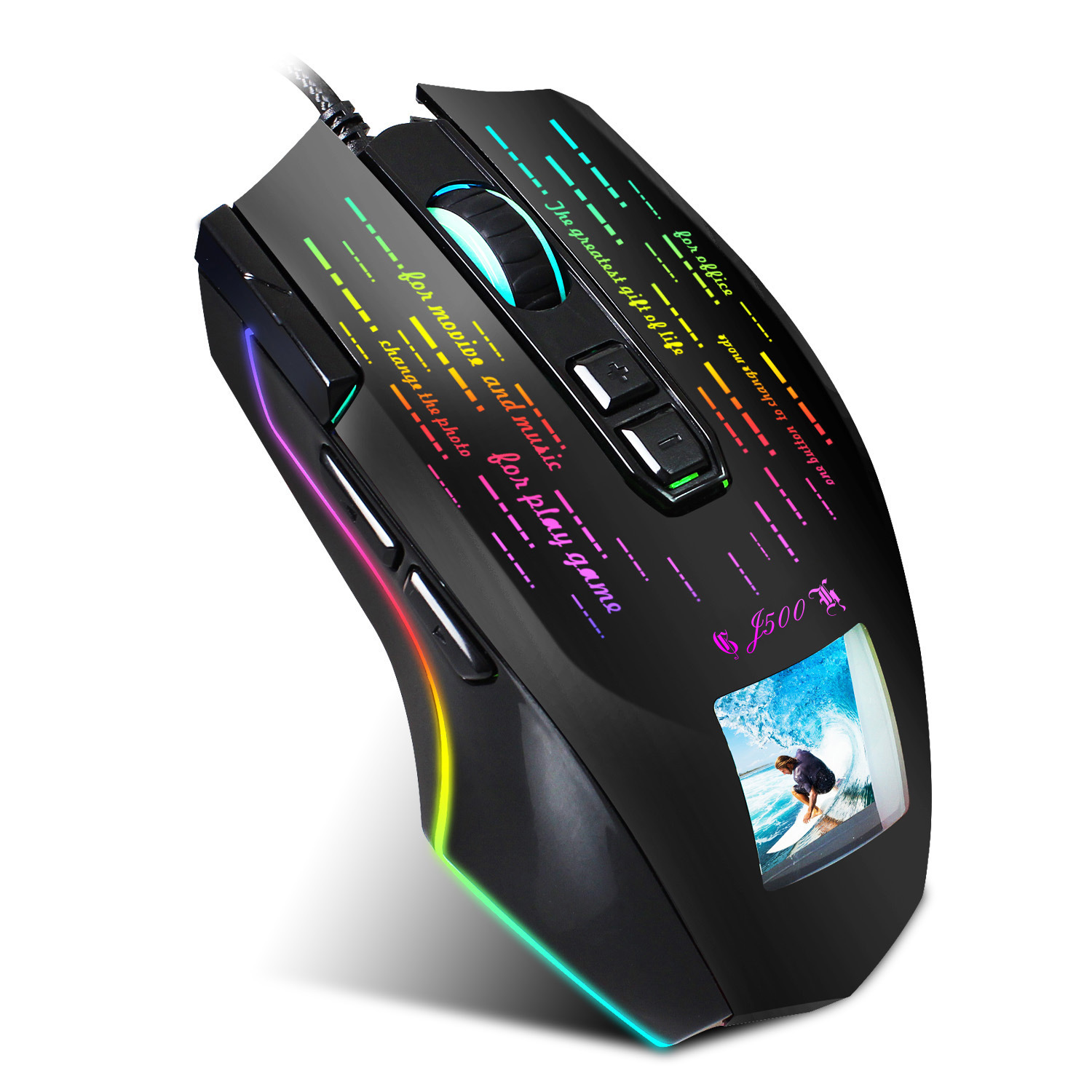 Multi-language Display Gaming Wired Macro mus - Miniatyr 3
